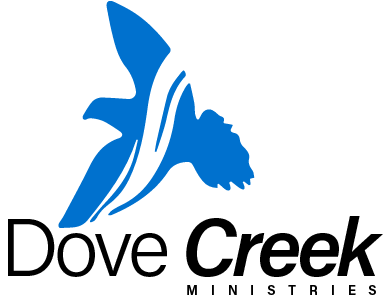 dove creek logo blue bird black letters white background